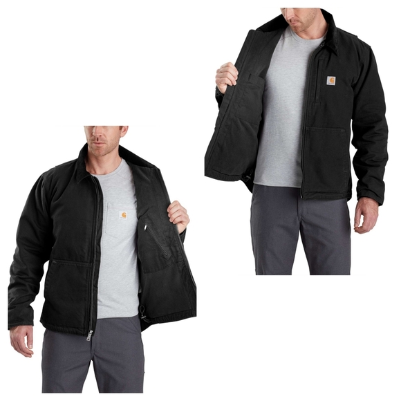 Carhartt Full Swing Fleece‑Lined Washed Black Workwear Jacket 2XL Tall Rugged - Picture 7 of 16